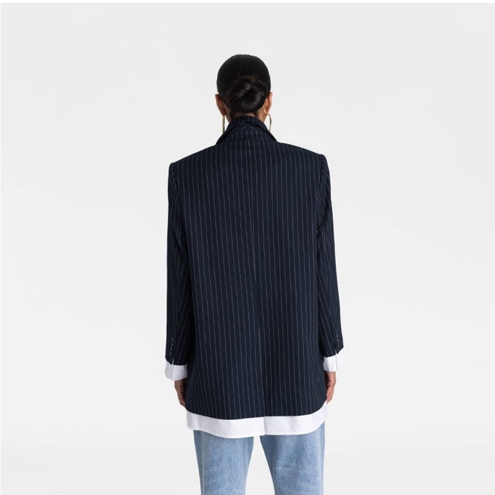 KBB by KAHLANA Target Womens The Shirt Blazer Jacket Navy/White Striped NWT - Picture 2 of 7